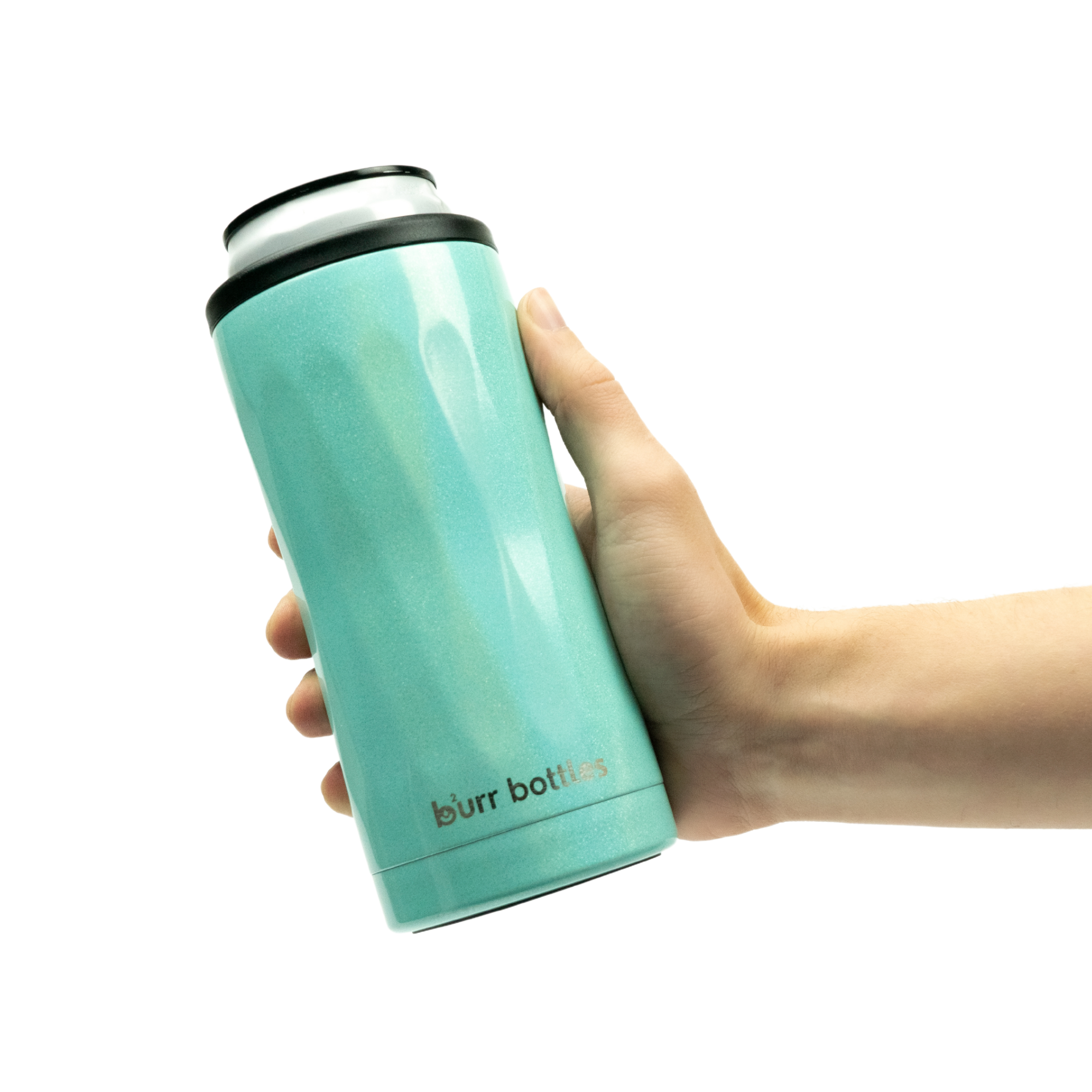 Teal Glitter Can Cooler